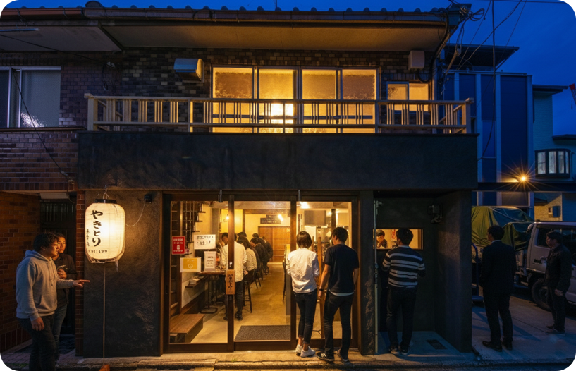 空き家を飲食店として再活用した店舗内観の事例